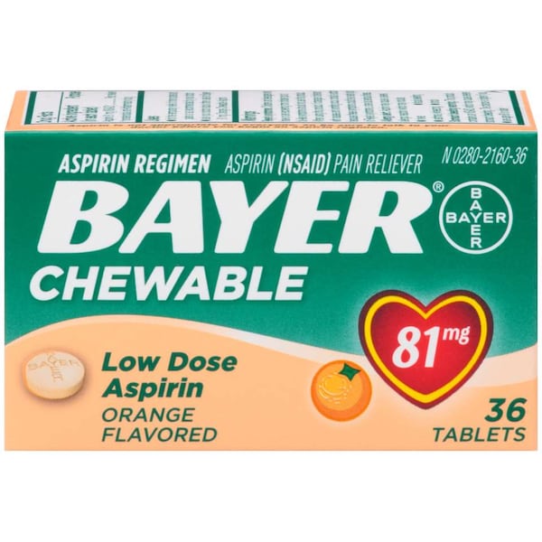 Bayer Aspirin Chew Tab Orange 36 Count, PK36